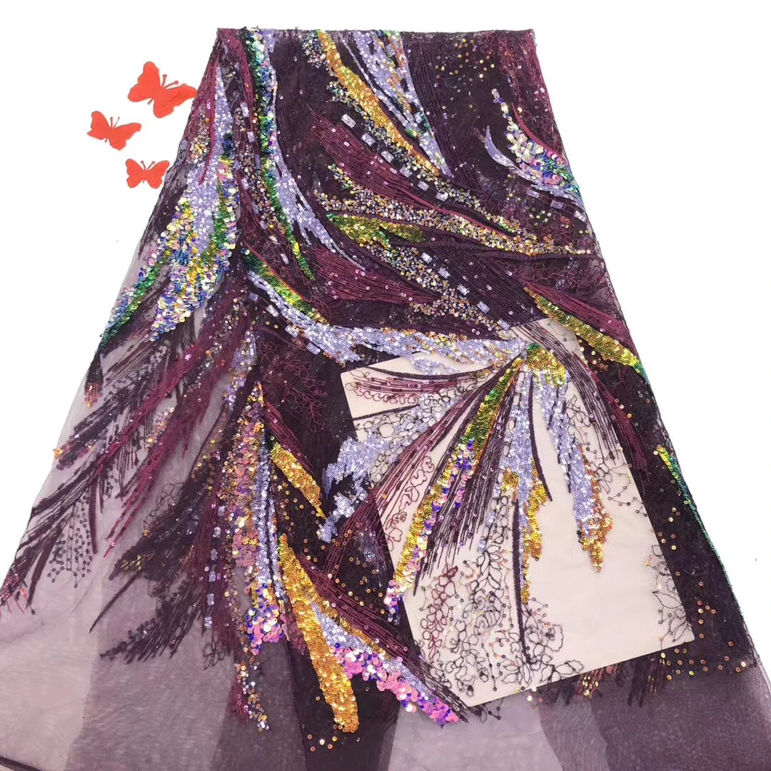 

African sequin lace fabric 2020 high-quality lace French mesh lace fabric bridal dress Nigeria lace fabric D37531