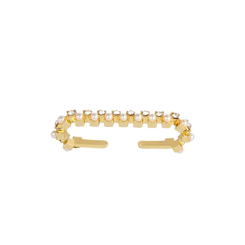 

LIWO Simple and sweet U-shaped earrings with diamonds without pierced ear clips fashion versatile beads ladies ear bone clip