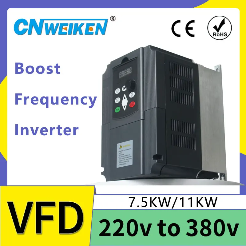 

VFD 11 кВт 220 В до 380 В 3-фазный входной инвертор частоты трехфазный 25 А 3-фазный выходной преобразователь частоты контроллер скорости двигателя