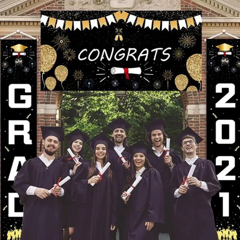 

1 Set 3Pcs 2021 Graduation Party Door Curtains Banners Party Decors