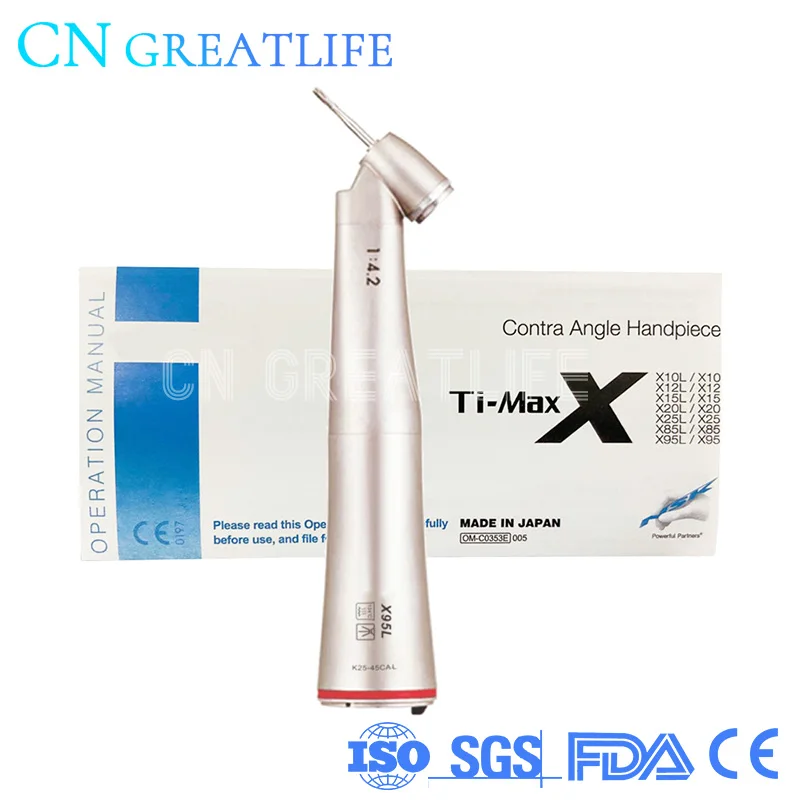 

NSK Type Ti-Max Z45L 45 Degree 1:4.2 Surgical E-type Connector Fiber Optical Led Low Speed Handpiece Led Contra Angle Handpiecce