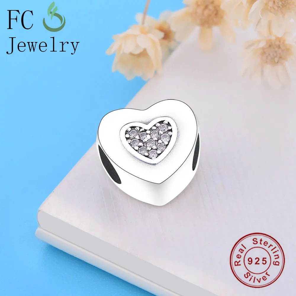 FC Jewelry подходит для оригинального BrandCharm браслета 925 пробы серебро сердце