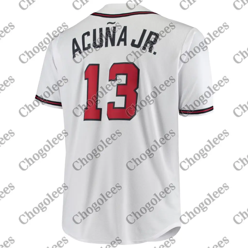 

Camisa de beisebol ronald acuna jr. atlanta grande e alto jogador jrsei branco