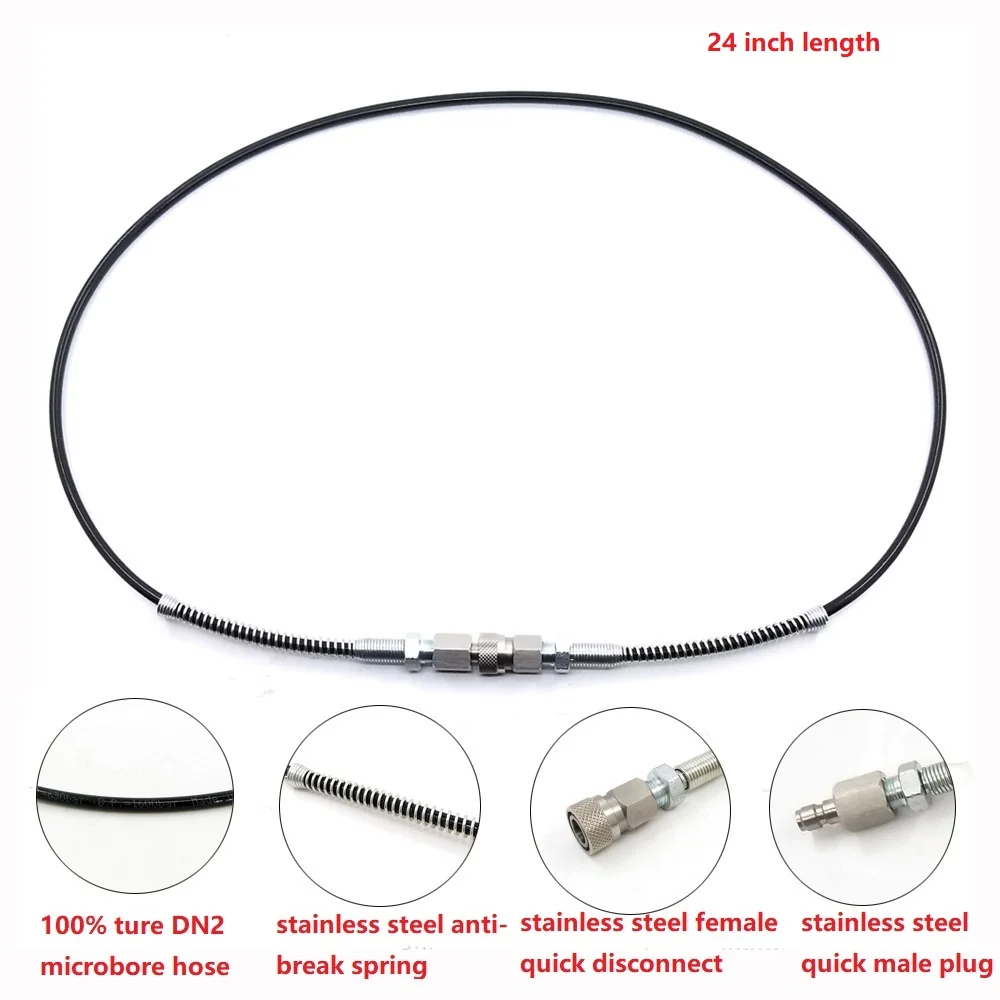 24 inch length Пейнтбол PCP пневматический пистолет винтовки DN2 Mircrobore шланг линия для заполнения станции или наполнения зарядный адаптер 2" /37" длинный - Цвет: 24 inch length