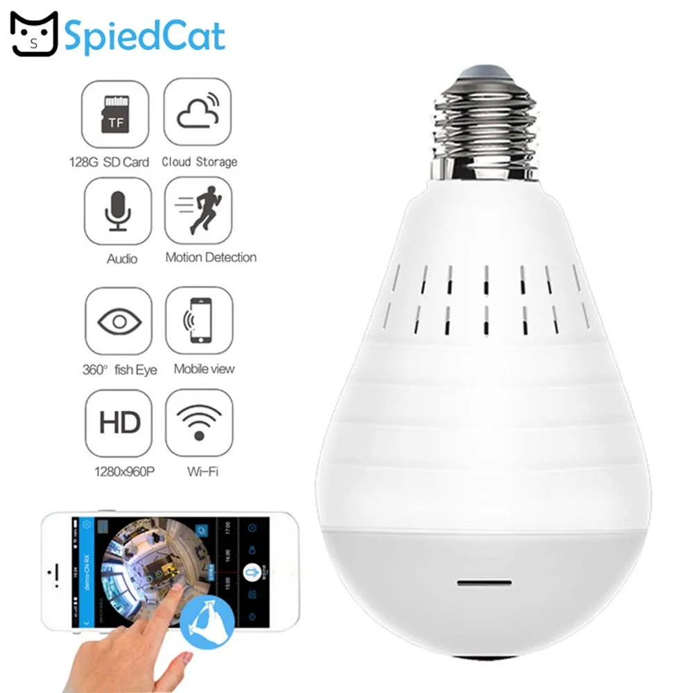 Лампа с Wi Fi IP мини камерой 960P HD для домашнего видеонаблюдения беспроводная