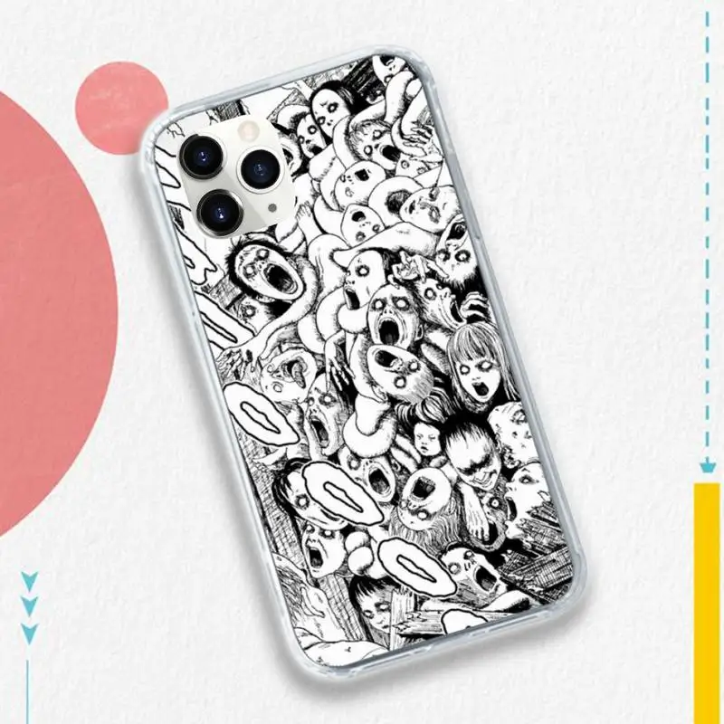 

Junji Ito Tees Horror fashion anime manga Phone Case for iPhone 11 12 pro XS MAX 8 7 6 6S Plus X 5S SE 2020 XR Anti-fall cover