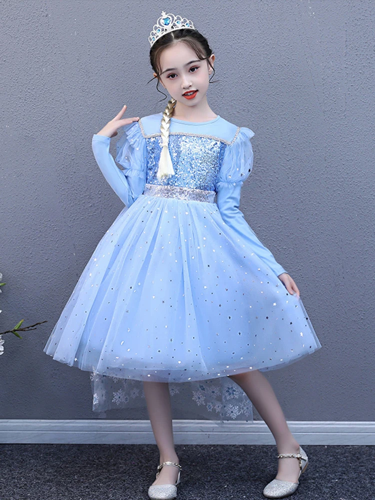 

Платье Принцессы Disney «Холодное сердце» для девочек, детские платья для девочек, рождественское платье, костюм Вечерние вечернее бальное пл...