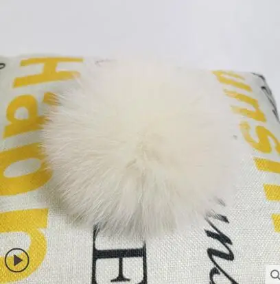 fox fur beige DIY Роскошный меховой помпон из натурального меха лисы, помпон, помпон ручной работы, действительно большой помпон для волос,, шапка с пряжкой - Цвет: fox fur beige