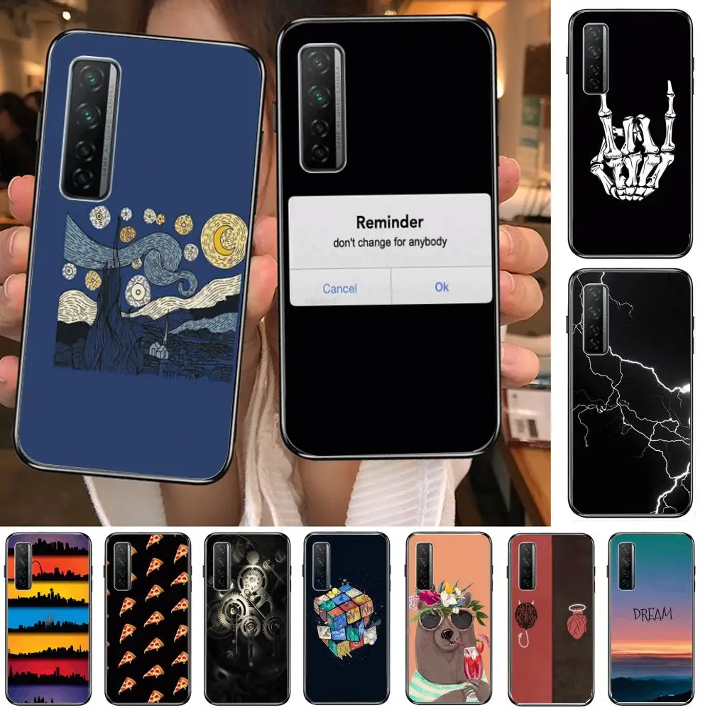 

Phone Case For Huawei Nova 2 3 4 5 6 7 8 SE i E Pro Lite Black Etui Coque Painting Hoesjes comic fashion Art beautiful