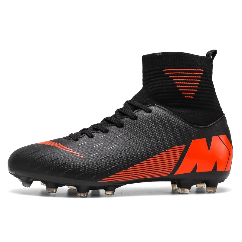 TF black and orange Большие размеры сверхтонкие мужские сникерсы профессиональные футбольные бутсы Бутсы для футзала футбольные бутсы Chuteira Futebol - Цвет: TF black and orange