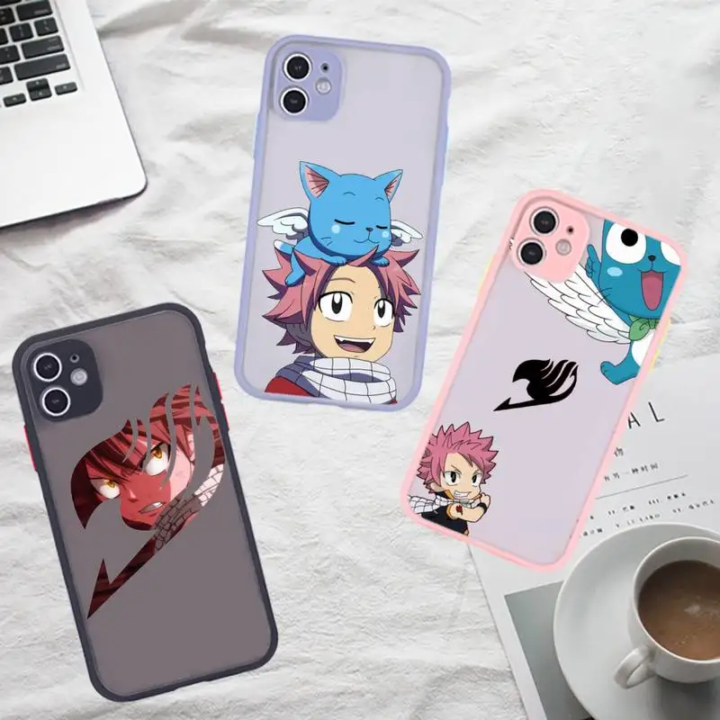 

Anime Fairy Tail Phone Case For iPhone 12 11 Mini Pro XR XS Max 7 8 Plus X Matte transparent Gray Back Cover