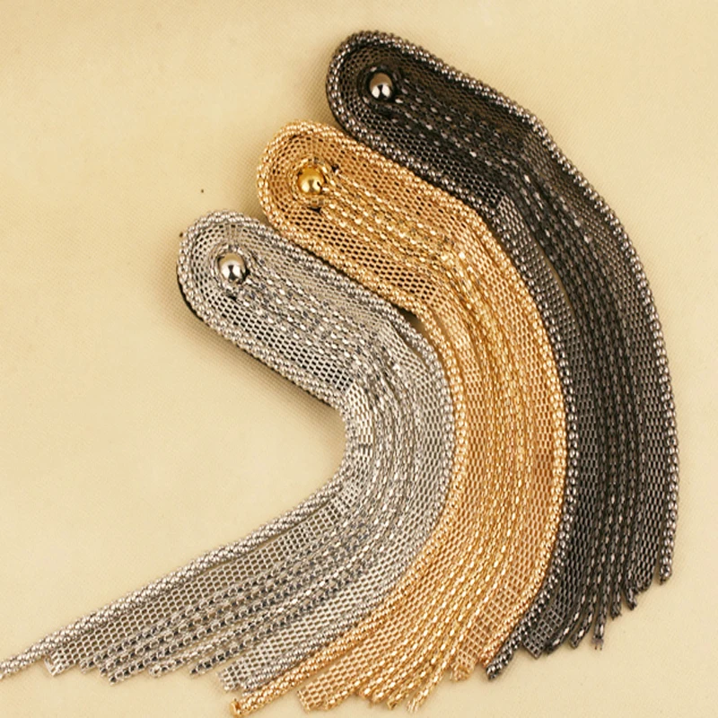 Эполет в стиле панк длинный черный серебристый золотой металлический сплав 2