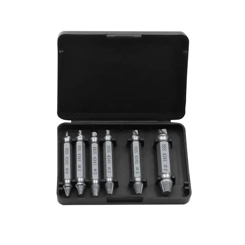 

6pcs/set HSS Screw Extractor Drill Bit Broken Damaged Bolt Remover Removal Easy Out Stripping Tool