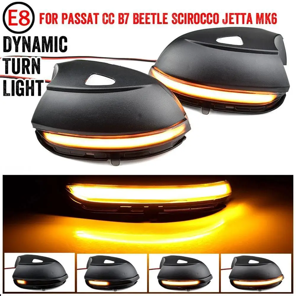 

2pcs Rearview Mirror LED Indicator Light for Volkswagen Passat Beetle Scirocco Jetta Side Wing Dynamic Turn Signal LED Light