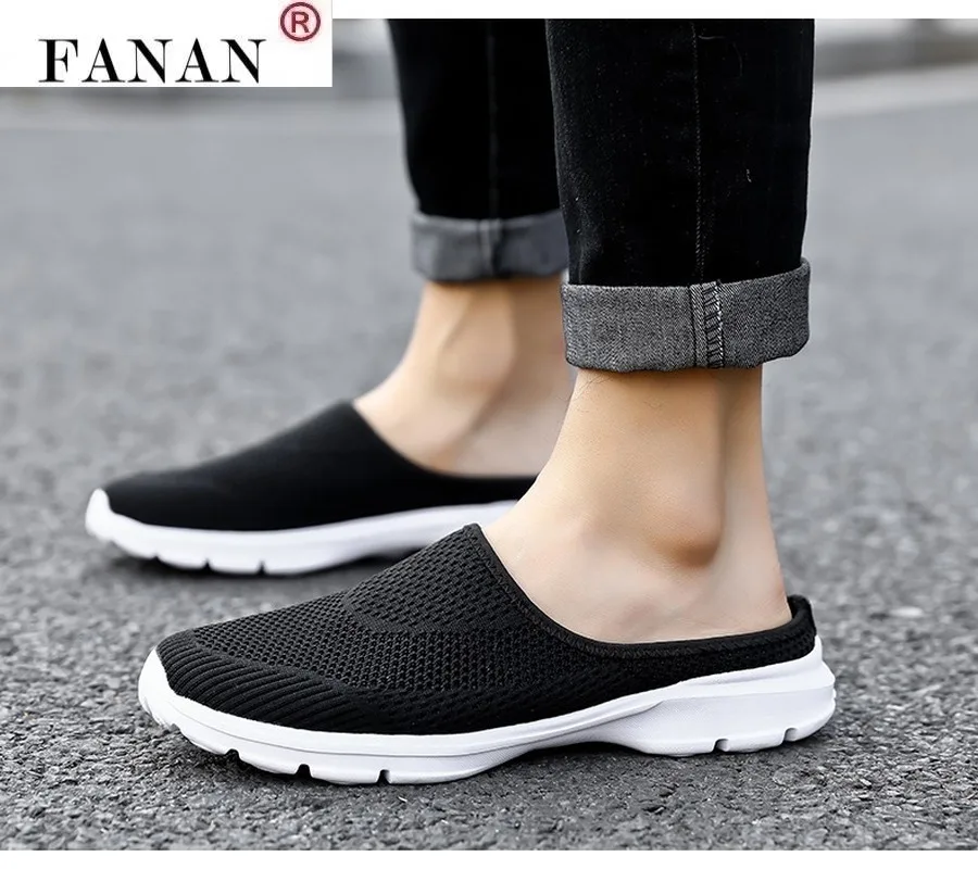 

Women Sandals Summer Shoes Flats Half Slippers Canvas Shoes Fashion Sneakers Shoes Woman Flats Sandals Mule Shoes Size43