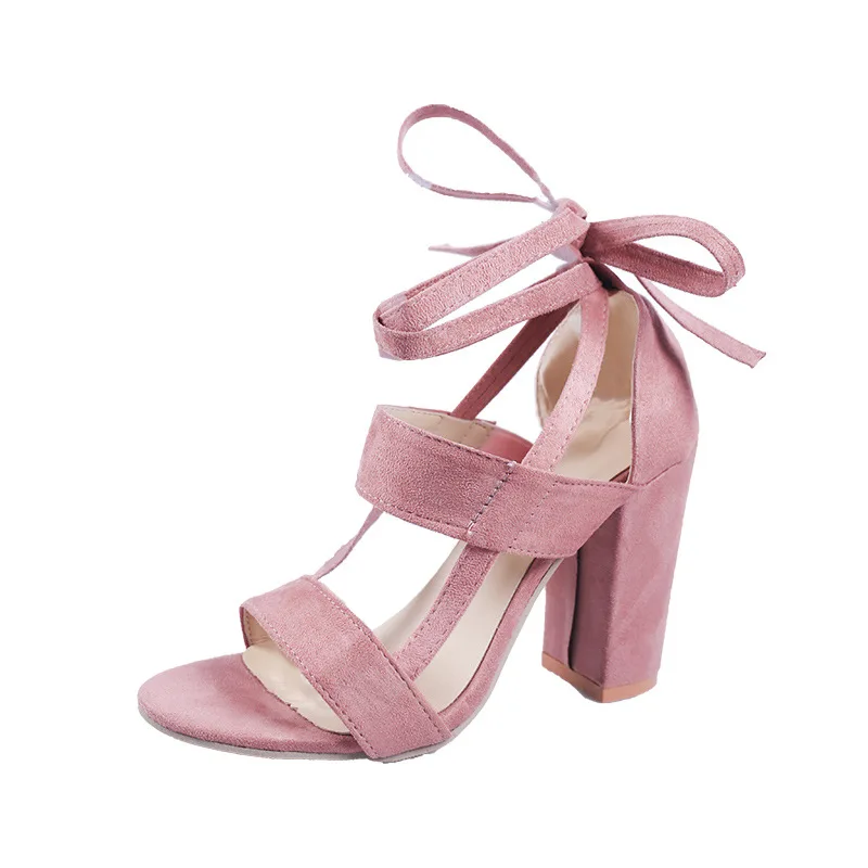 

Сандалии wom женские замшевые, босоножки на высоком толстом каблуке, с открытым носком, с перекрестными ремешками, большие размеры, римские с...