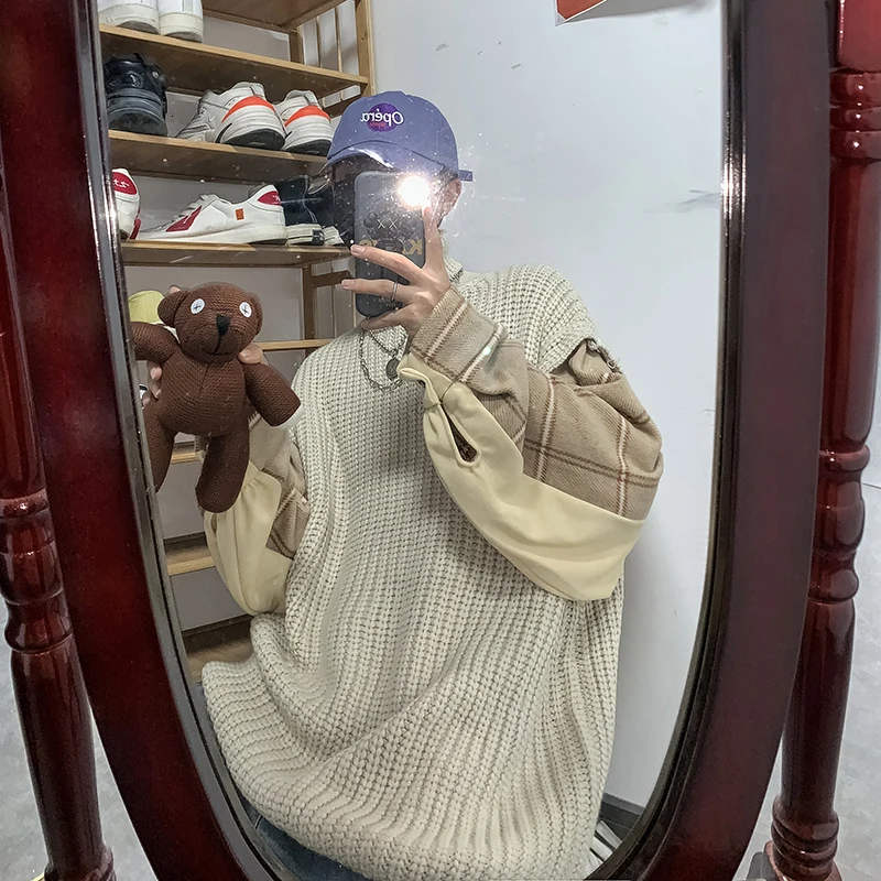 Осень-зима 2019 новый корейский пуловер с имитацией двух частей Модный