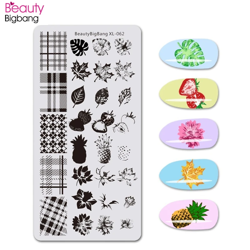 BEAUTYBIGBANG 6*12 см гвоздь штамп прямоугольник напечатанный DIY цветок лист природа геометрический плед маникюрная пластина для стемпинга для нейл-арта