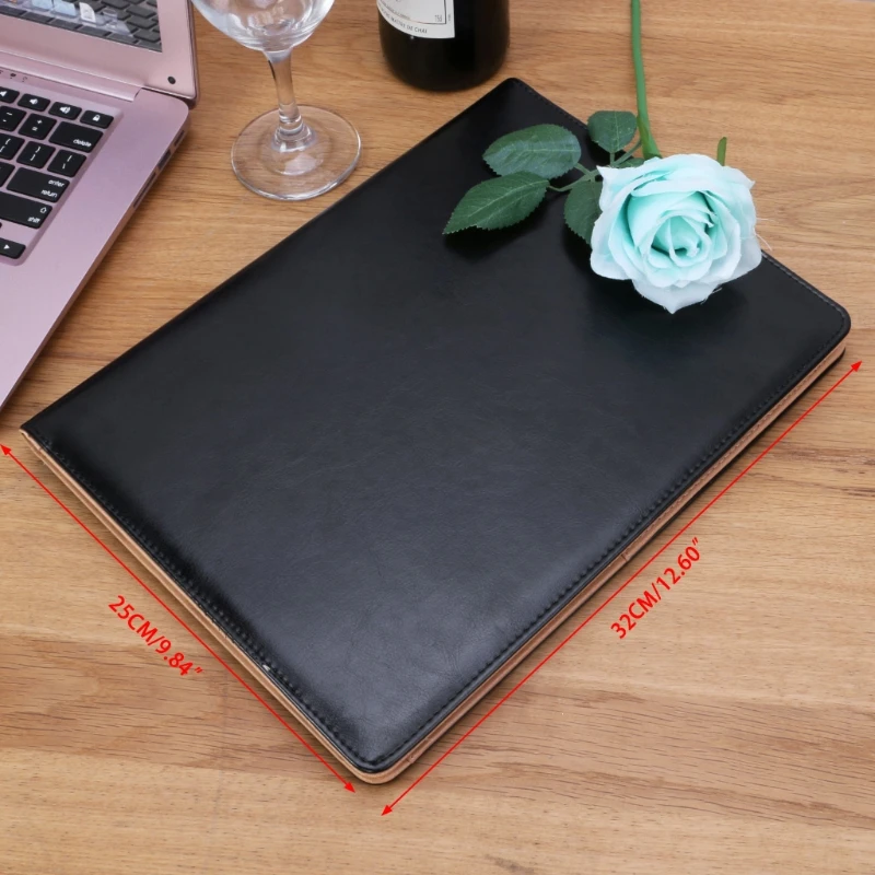 

C5AE A4 Leather Conference File Folder Document Manager Organizer With Calculator