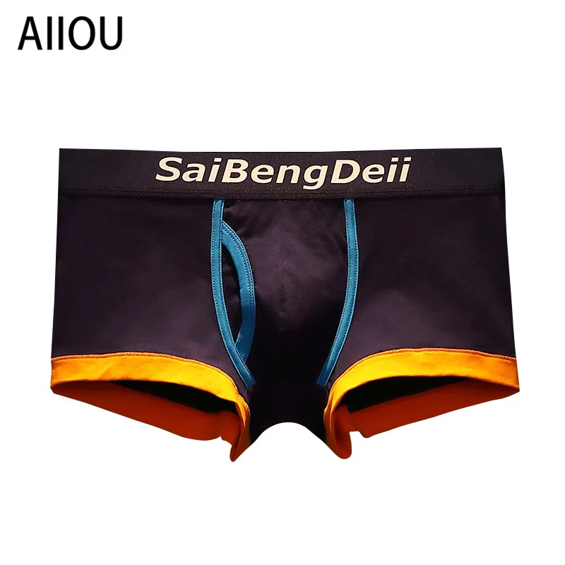 Мужские трусы боксеры AIIOU черные дышащие из хлопка сексуальное нижнее белье для