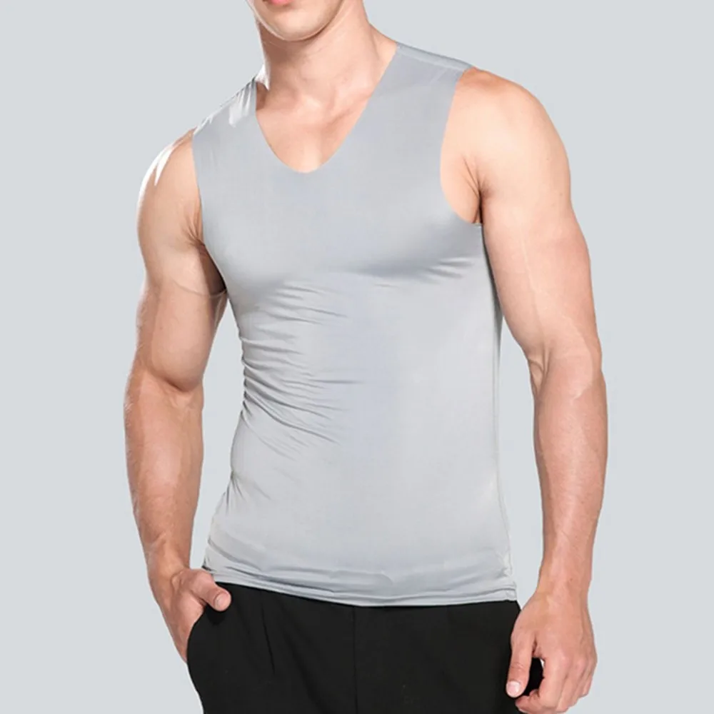

Men Casual Gym Muscle Sleeveless Tank Top Bodybuilding Sport Fitness Vest Bodybuilding Singlet Sports Running Vest Top Ice Silk