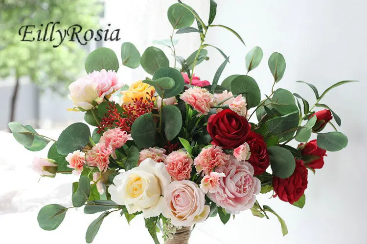 Букет невесты на свадьбу букет из красных роз Розовый пион зеленый лист