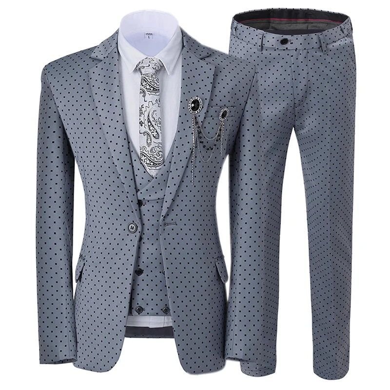 Goedkoop Mens Suits Wavelet Punt Pak Pakken Wedding Suits Peaky Blinders Bruidegom Dragen Штаны Мужские 3 Stuk (Blazer + Vest + Broek)