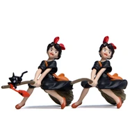 ghibli anime kikis delivery service witch broom black cat phone figure desk ornament miyazaki hayao model toy home decore gift