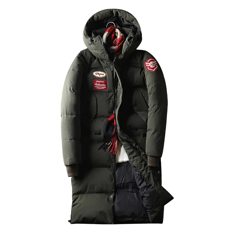 

X-Long Men's Down Jacket Windproof Thick Warm Men's Winter Down Jacket White Duck Down Jacket Coat Men Overcoat