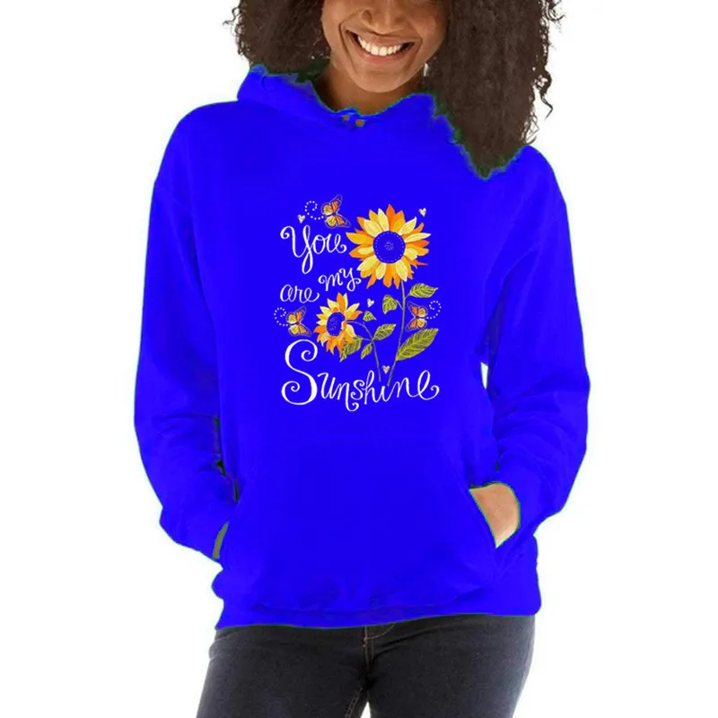 

Butterfly Sunflower Pattern Print Long-sleeved Hoodie Winter Clothes Women Sweatshirts Letter Printing Sweatshirt Women