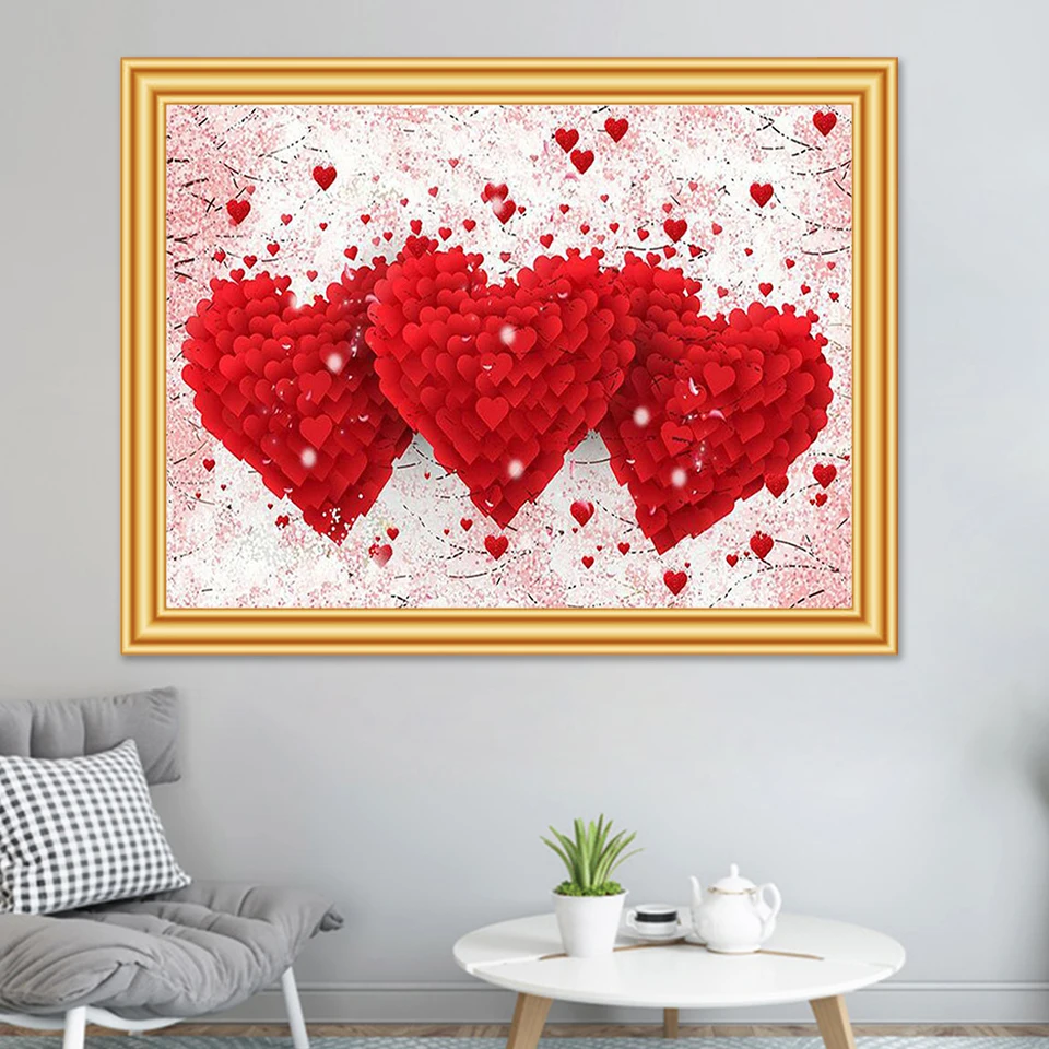 

5D DIY Diamond Painting Cartoon Heart Cross Stitch Kit Full Round Square Embroidery Mosaic Art Picture Of Rhinestones Home Deocr