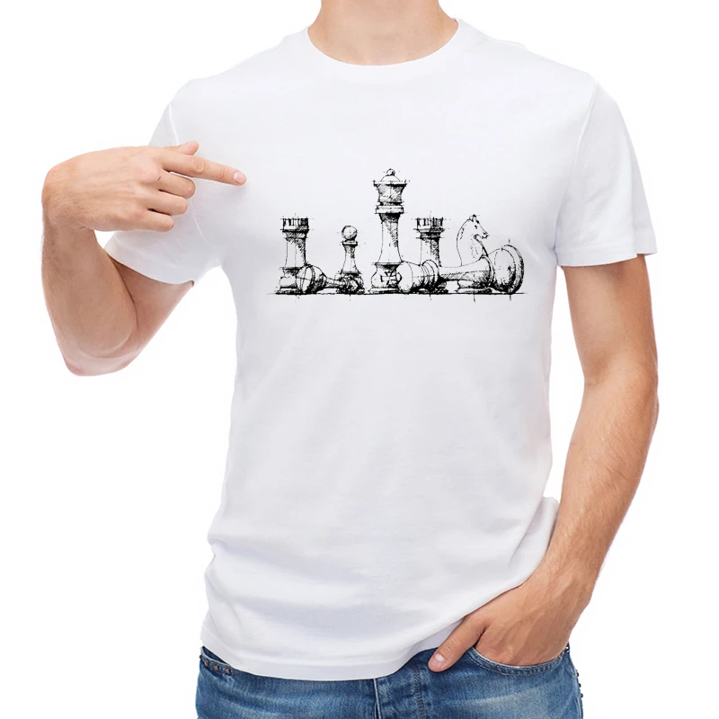 

TEEHUB Short Sleeve Summer The Master Men T-shirt Fashion Retro Chess Printed T Shirt O-Neck Tops Cool Tees