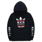 Толстовка с капюшоном с принтом в японском стиле Токио Бэй, Модный пуловер в стиле Харадзюку, Повседневная Уличная одежда в стиле хип-хоп, 3XL