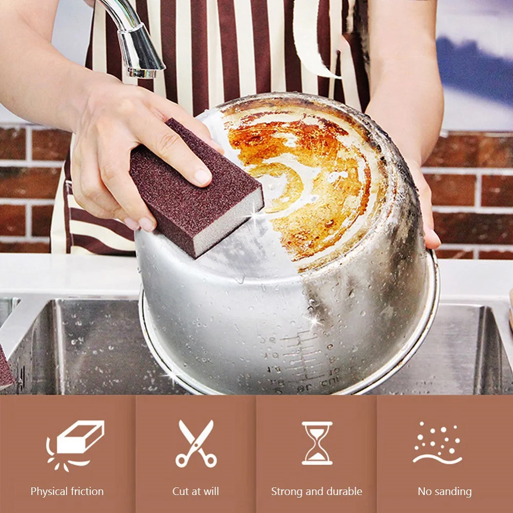 

1/2/4/6/8/10 pcs Kitchen Dirt Magic Wipe Rust Cleaning Brush Descaling Cleaning Wipe Suitable For Cooker Pot Kitchen Sponge