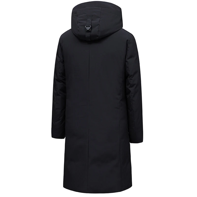 

VROKINO2020 New Men's Black Down Jacket Fashion Long Hooded Solid Color Winter Warm Jacket Brand Men's Clothing