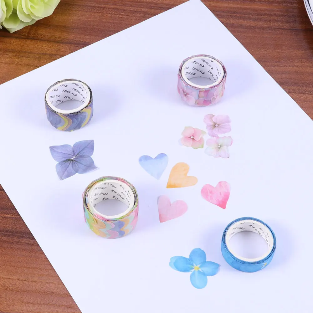 

4 Roll Creative Flower Petal Tape Masking Tape Decorative Decals Seamless DIY Petal Stickers for Scrapbooking Diary Journal Plan