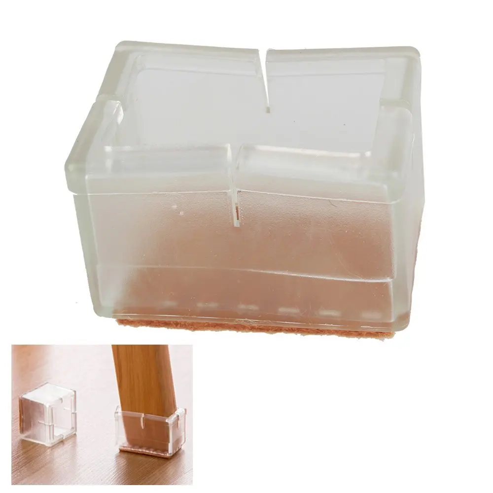 Упаковка из 4 прямоугольных прозрачных силиконовых гелевых колпачков для ног