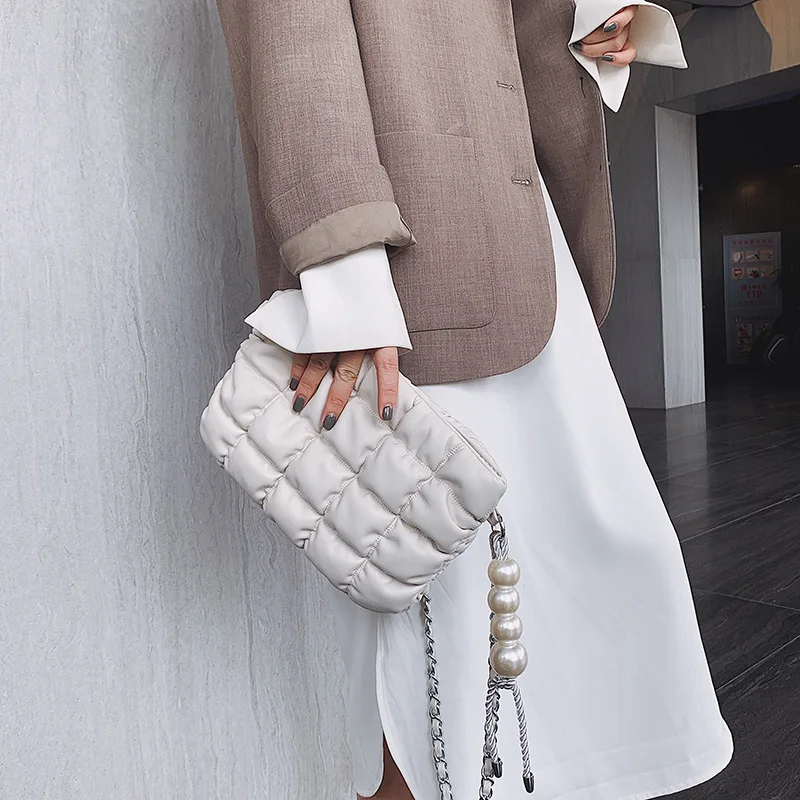 

PU Leather Crossbody Bags for Women 2021 Fashion Branded Chain Shoulder Simple Handbags and Purses Versatile Cell Phone pocket
