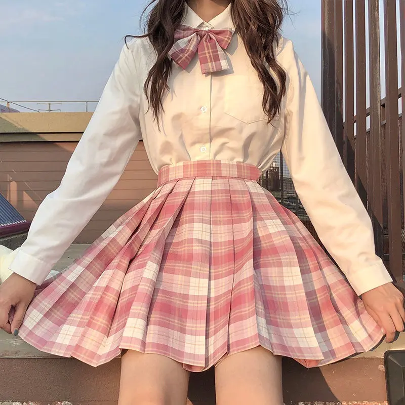 

2020 summer high waist Korean pleated skirt Gothic Black sexy cute mini lattice Skirt Girls JK uniform student uniform Y2K 90s