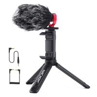 studio photo video vlog mini microphone noise reduction phone holder tripod shock mount windshield 3 5mm trs trrs audio cables