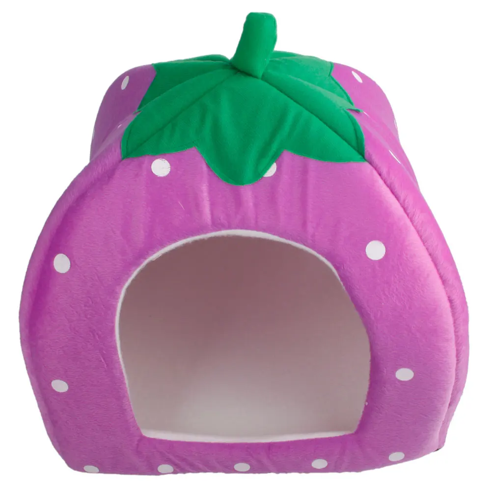 

Soft Cotton Cute Strawberry Style Multi-purpose Pets Dog Cat House Nest Yurt Size L Purple