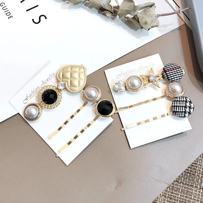 Модные заколки для волос в клетку с пуговицами женщин модные аксессуары