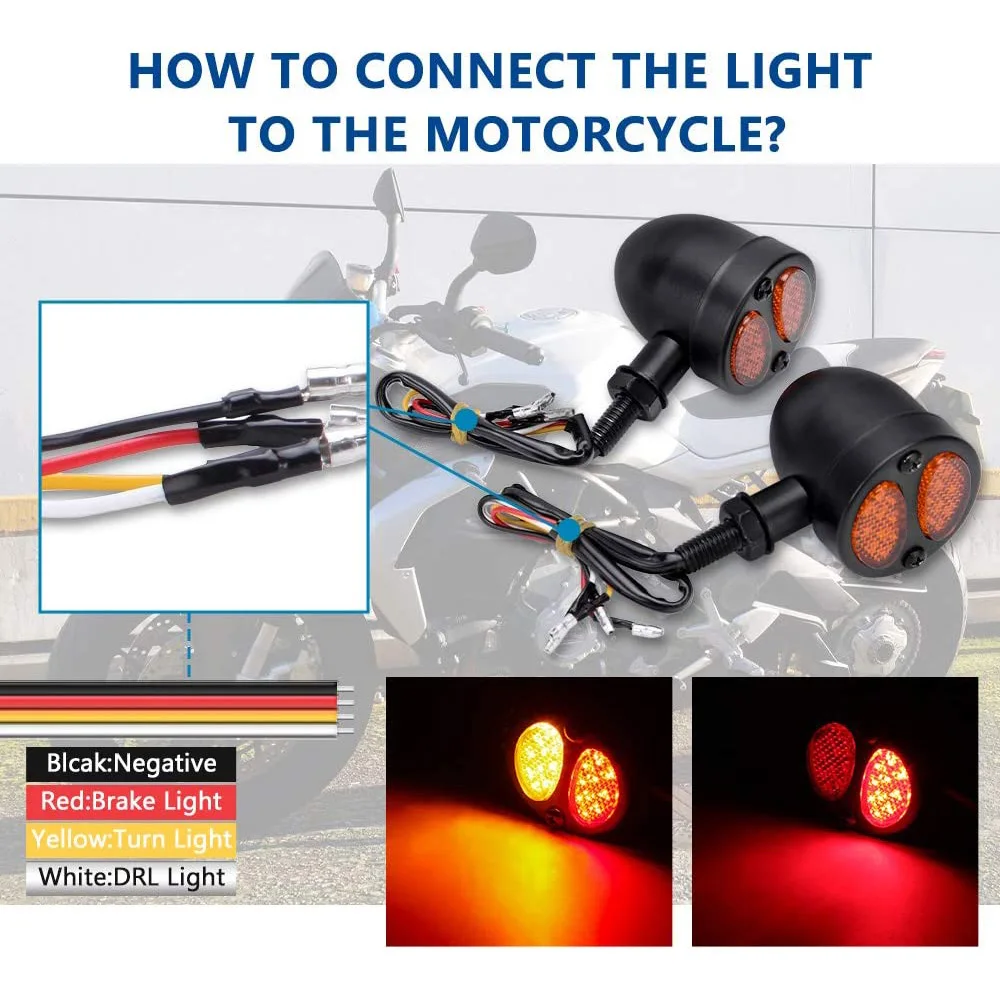 

Motorcycle Led Turn Signals Light With Brake Running Indicator Light For Cafe Racer Bobber Sporster Softail Dyna Chopper ATV