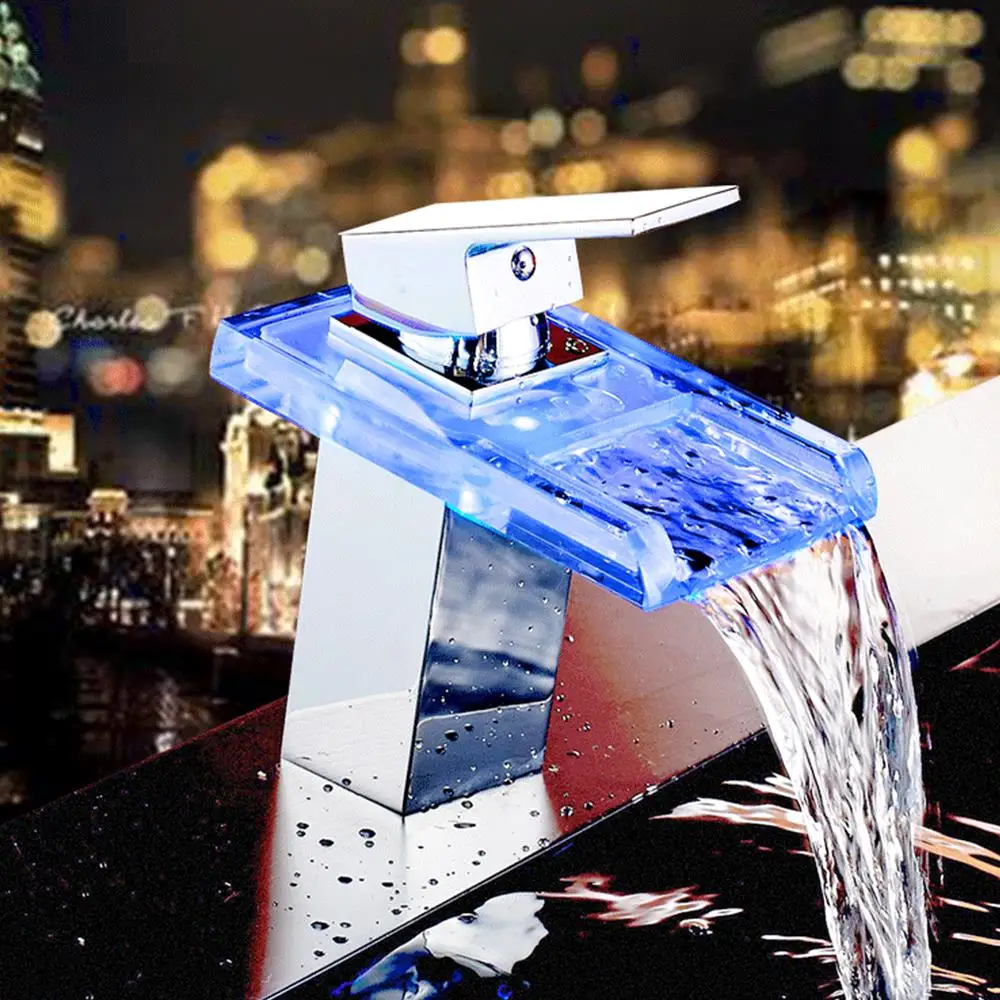 

LED Stainless Steel Kitchen Switch Water Tap Economic Beautiful Tool Bath Faucet Decorate Bathroom Restroom Home Bathtub
