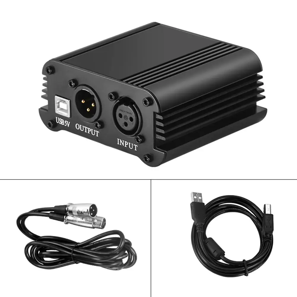 

48V Phantom Power Supply USB Power Adapter Giant Diaphragm Voltage Stabilization for Mini Audio Condenser Microphone