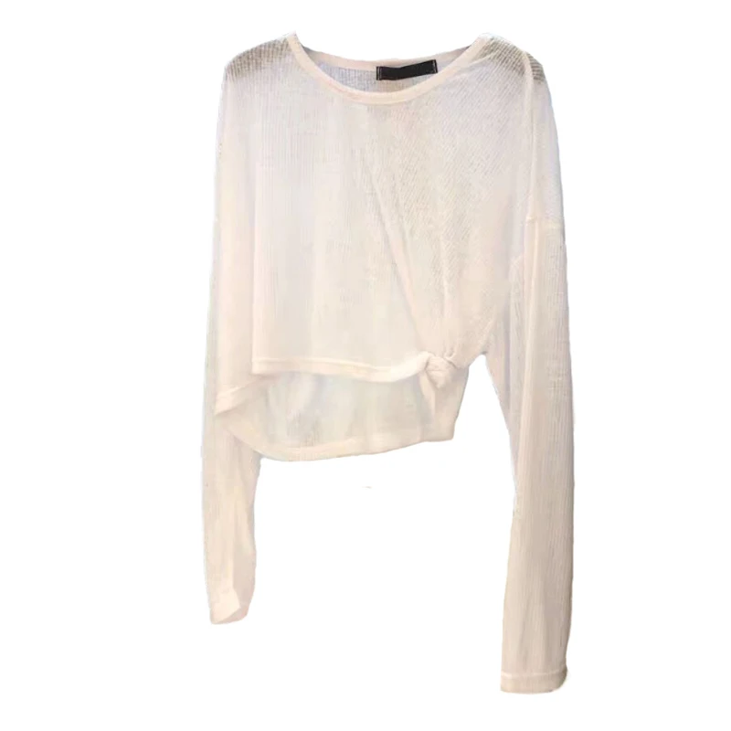 Camiseta de protección solar para mujer, camisetas finas de manga larga, Top holgado a juego con Base adelgazante de estilo coreano 2021