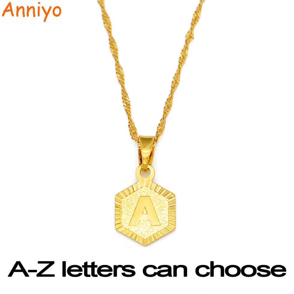 Anniyo A Z буквы золотого Цвет очарование кулон ожерелья для женщин и девочек