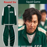 fashion squid game jacket mens li zhengjae same sportswear plus size 456 national tide autumn sweater round six cosplay