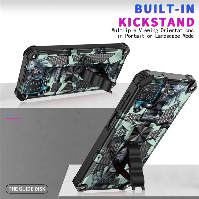 Shockproof Armor Case For Samsung Galaxy A12 A22 A32 A42 A52 A72 A82 A02S A03S Rugged Rubber Magnetic Bracket Protective Cover