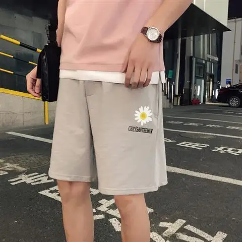 

knee length pants Casual Loose men's straight Sport pants summer thin daisy printing ropa de mujer streetwear 2020 wholesale
